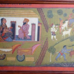 Krishna fights Aristasura - Old Kishangarh Prints