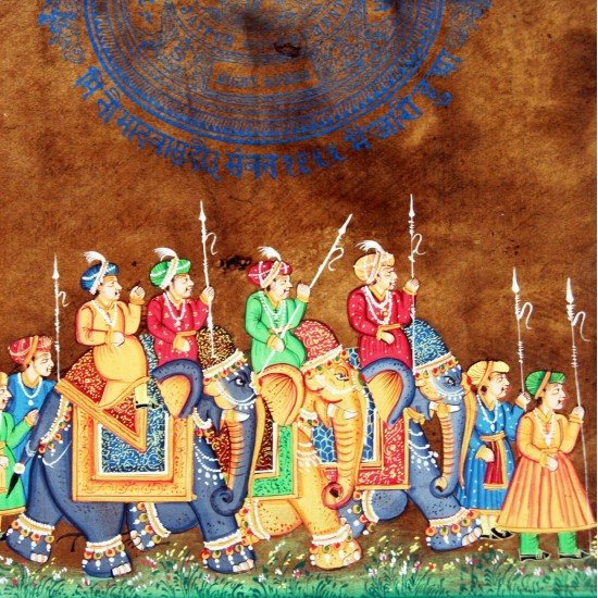 Kishangarh painting on old stamp-paper