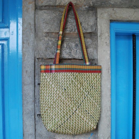 Sheetal pati tote bag with gamcha trimmings