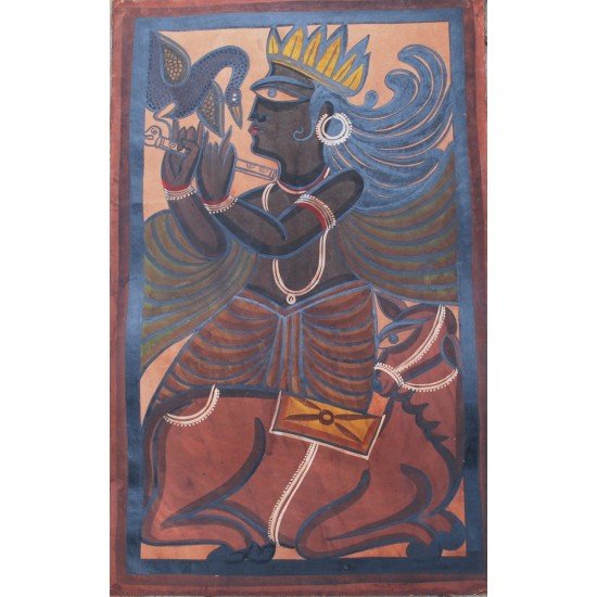 Kalighat Painting - Krishna