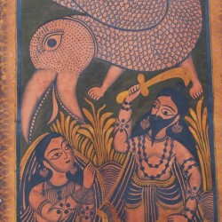 Kalighat Painting - Ravana, Sita and Jatayu