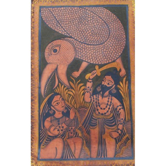 Kalighat Painting - Ravana, Sita and Jatayu