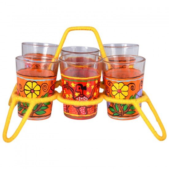 Handpainted Tea Glasses and Chikah Stand