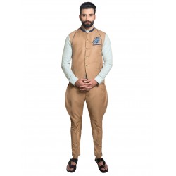 Beige Panelled Italian Soft Twill Bundi