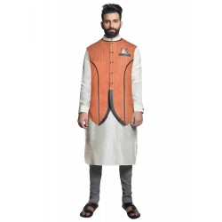 Burnt Orange Linen Base Long Bundi