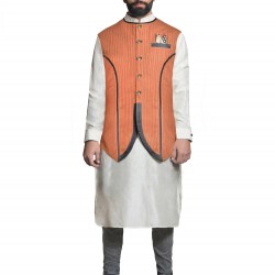 Burnt Orange Linen Base Long Bundi