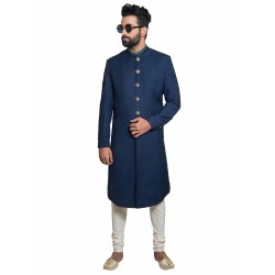 Navy Blue Italian Soft Twill Sherwani