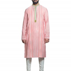 Pink Cotton-Silk Pin-Tucked Kurta
