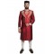 Red Raw Silk Zardozi Hand Embroidered Sherwani