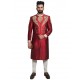 Red Raw Silk Zardozi Hand Embroidered Sherwani