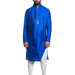 Royal Blue Silk Pleated Kurta