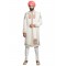 White Matka Linen Zardozi Hand Embroidered Sherwani