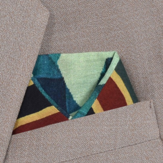 Cotton Geometric Pocket Square 