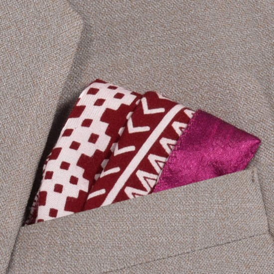 Cotton Silk Aztec Pocket Square 