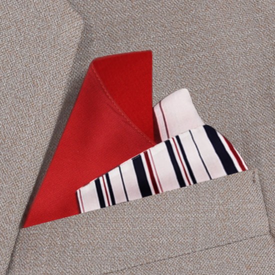 Cotton Striped Pocket Square 