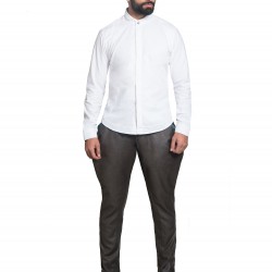 White Dobby Cotton Peter-Pan Collar Shirt