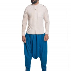 Blue Cotton Stitched Dhoti