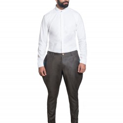 Grey Wrinkle Free Contrast Pocket - Jodhpuri Breech Trouser