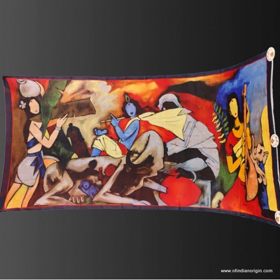 Hussain - Hand-painted stole