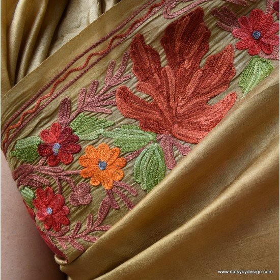 Kashmiri Embroidered Silk Saree