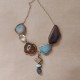 Aqua Agate and Toffee Quartz with Citrine White Agate Labradorite Necklace