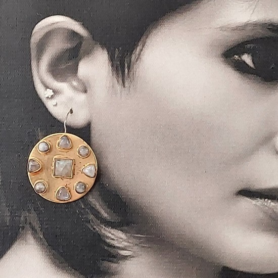 Stone Studded Brass Dangler Earring