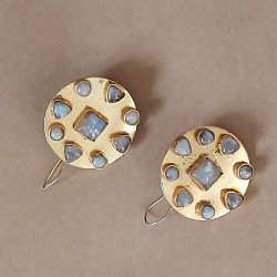Stone Studded Brass Dangler Earring Stone Studded Brass Dangler Earring