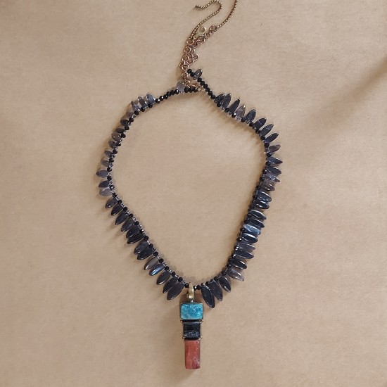 Apatite, Black Tourmaline Carnelian Pendant