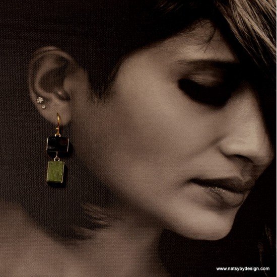Amethyst Green Kyanite earring