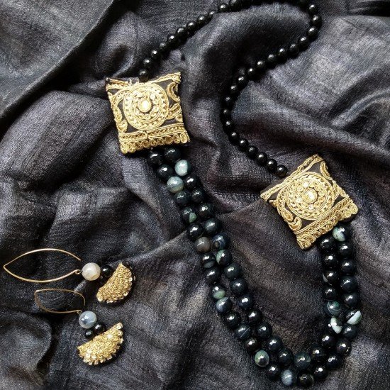Sabeen - Zardosi and Semi-Precious Stone Necklace