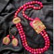 Aasira - Zardozi and Pink Chalcedony Agate Necklace