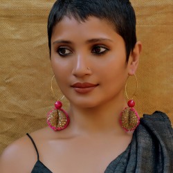 Pink Duo Zardozi Dangler Earring Pink Duo Zardozi Dangler Earring