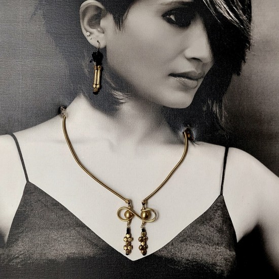 Tribal Brass Necklace and Earring