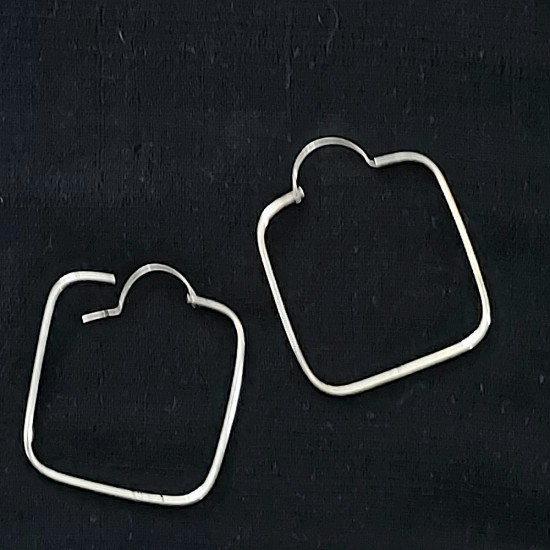 Pure Silver Square Hoop Earring