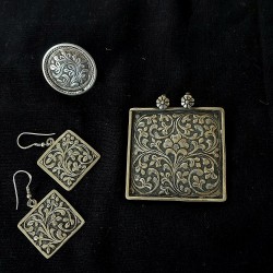 Shalimar - Pure Silver Pendant Earring and Finger Ring Set Shalimar - Pure Silver Pendant Earring and Finger Ring Set