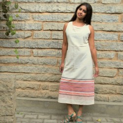 Tribal woven white long dress