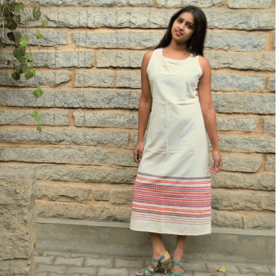 Tribal woven white long dress