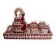 Handpainted Mosiac Tea Set for Four with Tray in Red
