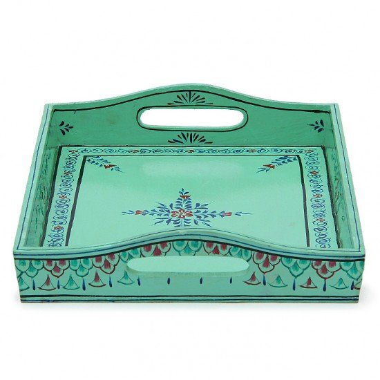 Handpainted Mughal Art Serving Tray - Large
