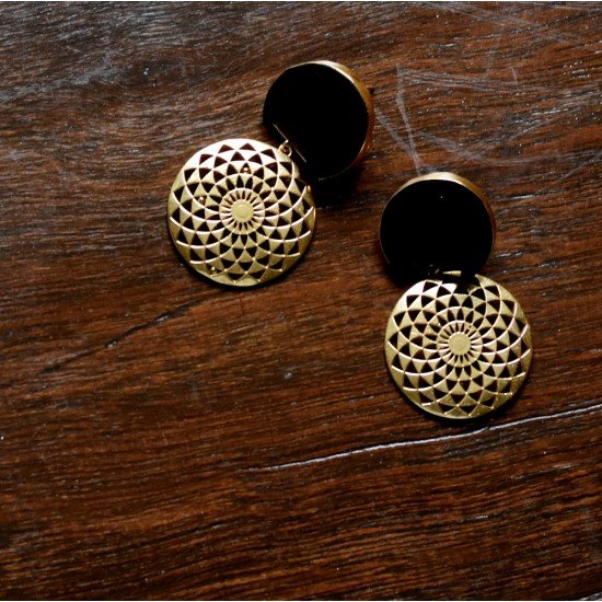 Aikya - Wood and Brass Earring