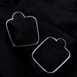 Pure Silver Square Hoop Earring