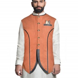 Burnt Orange Linen Base Long Bundi