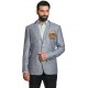 Grey Linen Hand Embroidered Crest Sports Jacket