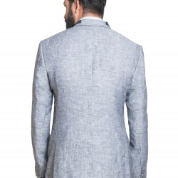 Grey Linen Hand Embroidered Crest Sports Jacket