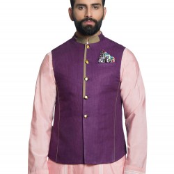 Violet Pure Linen Bundi