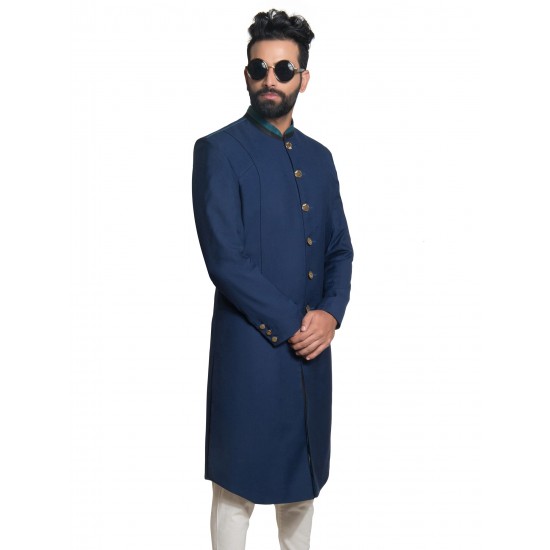 Navy Blue Italian Soft Twill Sherwani