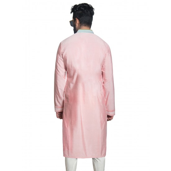 Pink Cotton-Silk Pin-Tucked Kurta