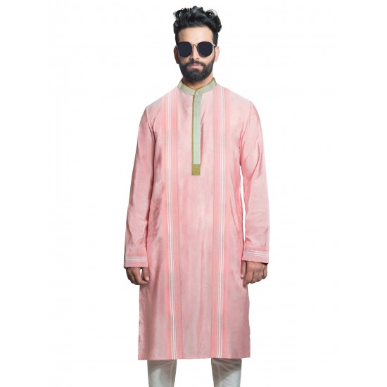 Pink Cotton-Silk Pin-Tucked Kurta