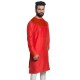 Red Chanderi Silk Hand-Embroidered Collarless Kurta