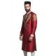 Red Raw Silk Zardozi Hand Embroidered Sherwani